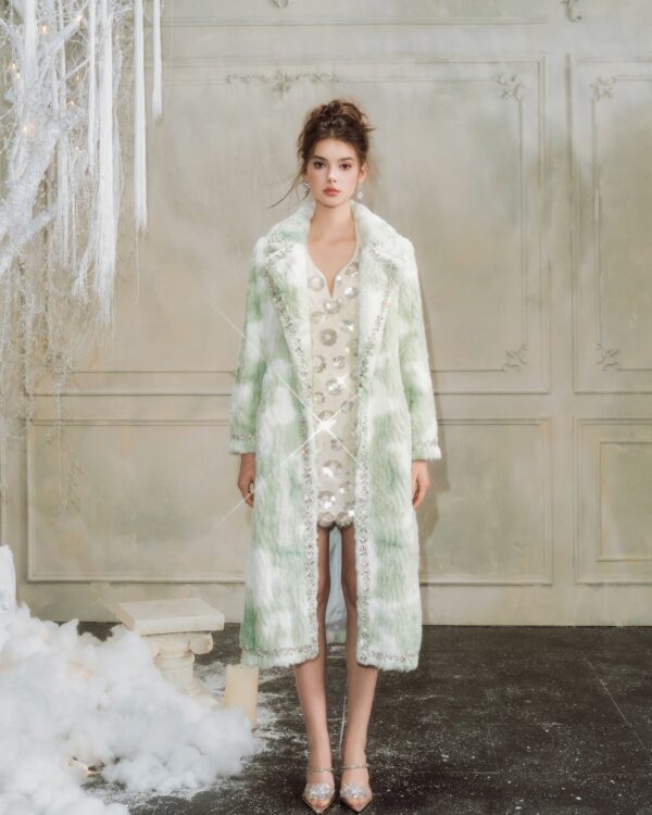 Crystal Chain Eco-Fur Coat