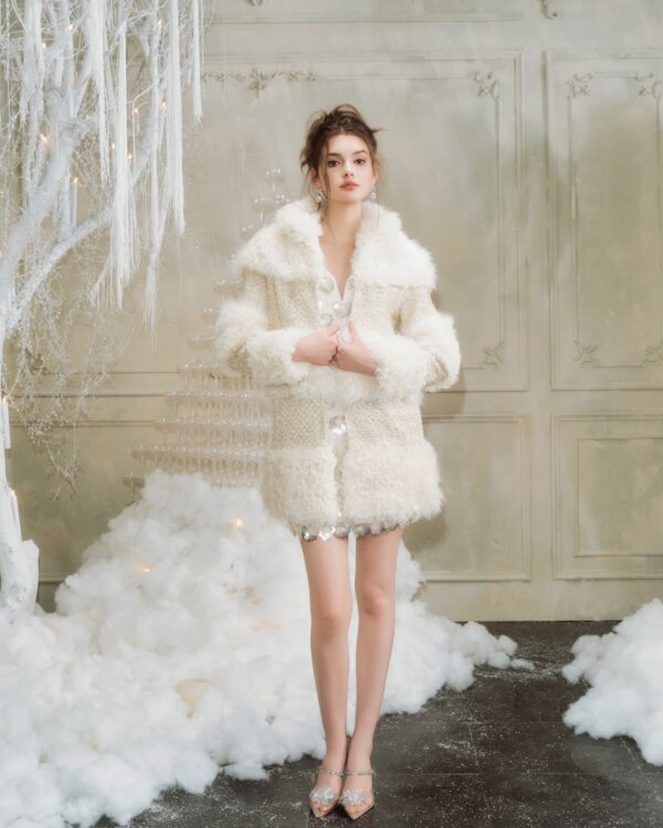 Luxury Tweed Crystal Chain Coat