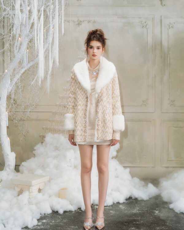 Rabbit Fur Crystal Chain Jacket (Rabbit Fur)