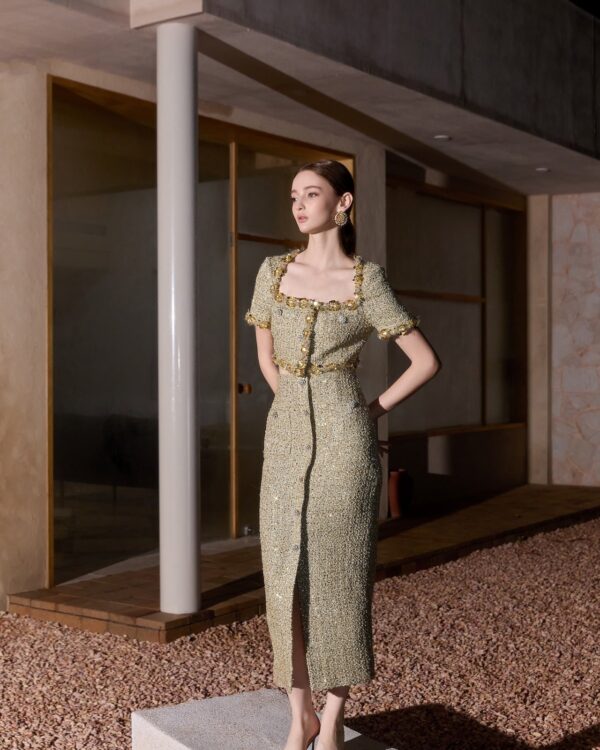 Golden Weave Hand-Beaded Tweed Suits