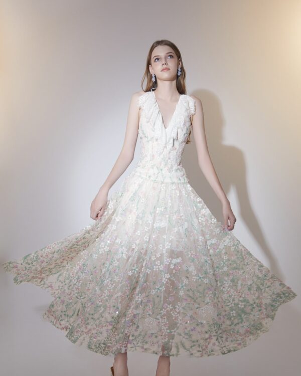 Floral Embroidered Lace Couture Set