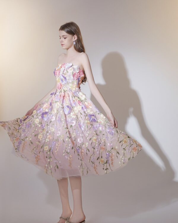 Multicolor Rose Embroidered Dress