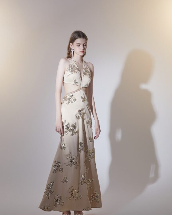 Fitted 3D Sequin Embroidered Dress