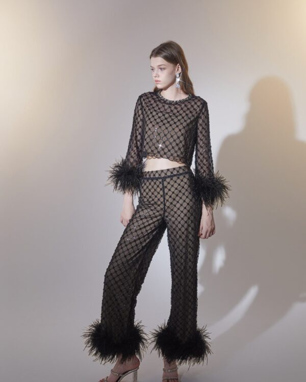 Diamond Beaded Feather Couture Set