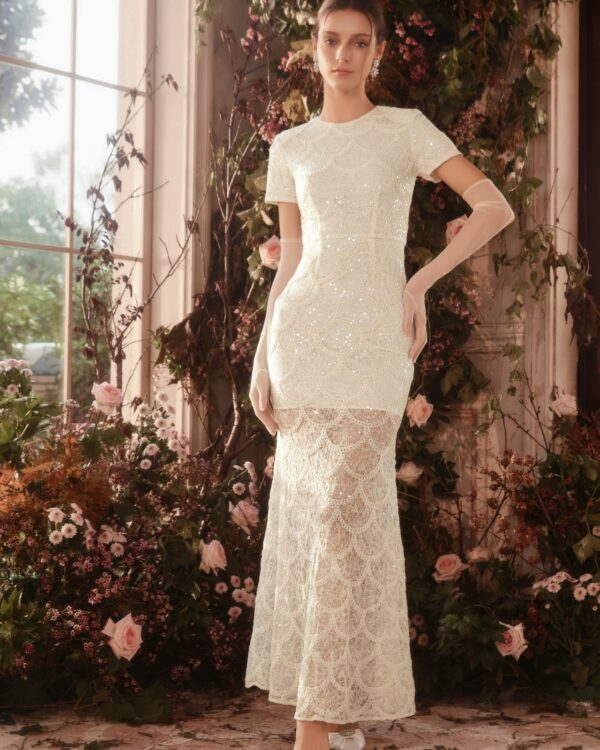 Knit Sequin Fishtail Dress (with Gloves)