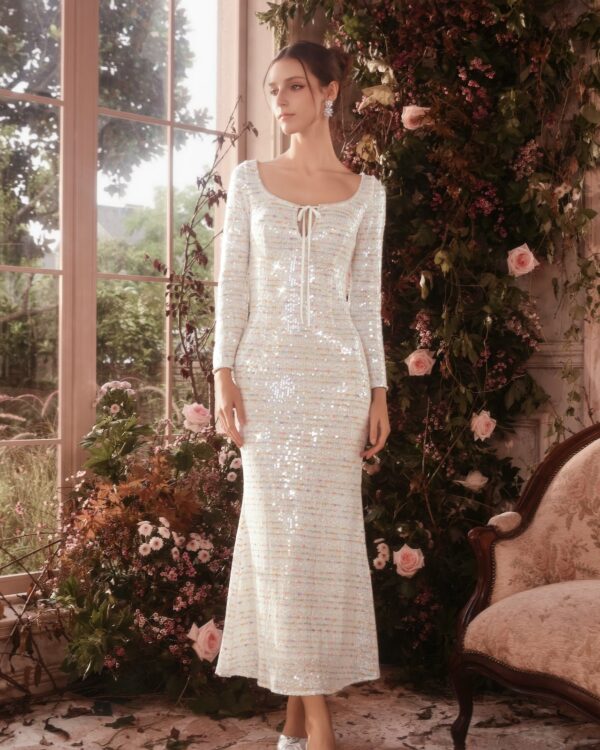 Multicolor Cotton-Bead Zircon Embellished Dress