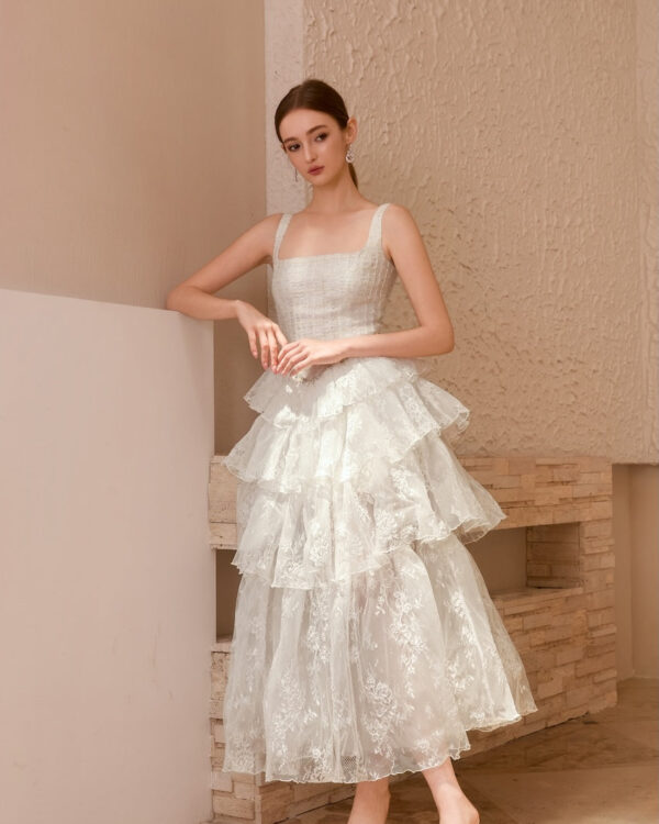 Square-Neck Lace Couture Dress