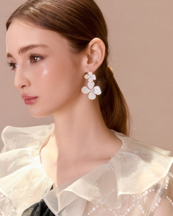 Petal White Statement Earrings