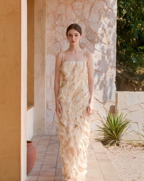 Iridescent Wave Embellished Slip Gown