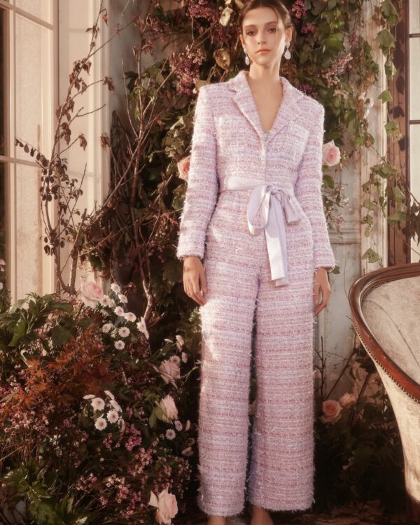 Tweed Tailored Wide-Leg Jumpsuit