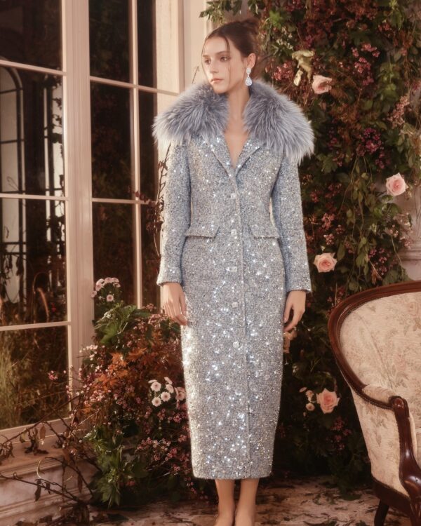 Mystic Crystal Fur-Collar Coat