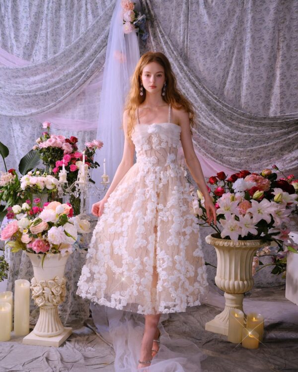 3D Floral Crystal-Chain Dress