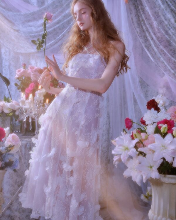 3D Floral Sequin Feather Dress