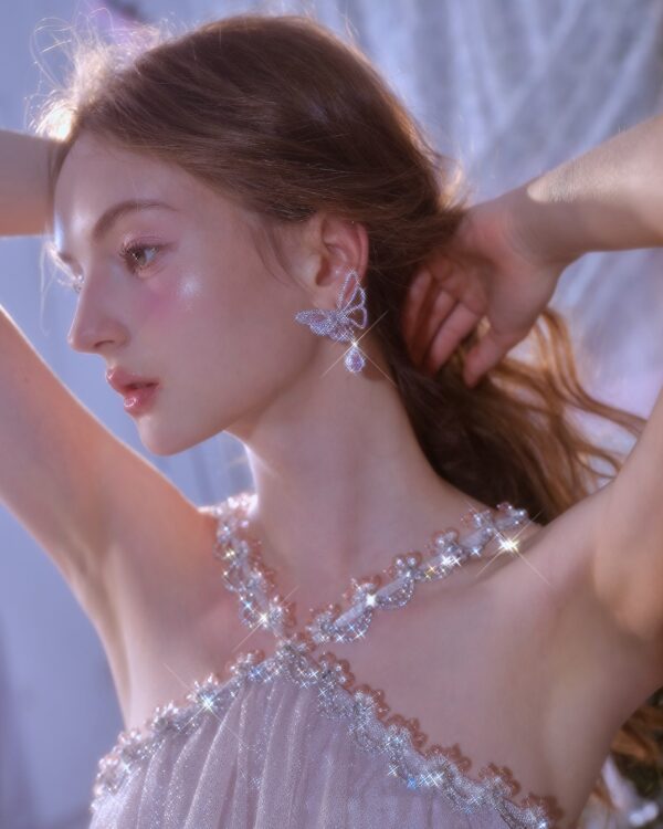 Butterfly Crystal Pendant Earrings
