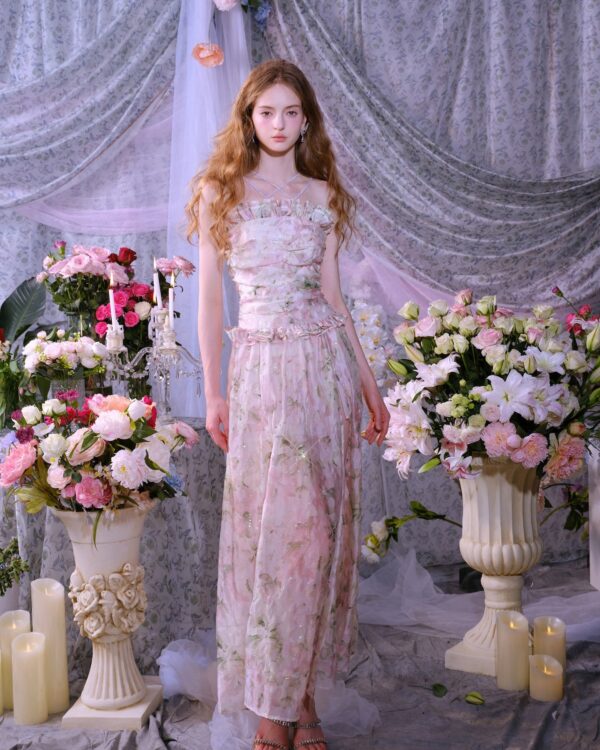 Pastoral Sequin Embroidered Dress