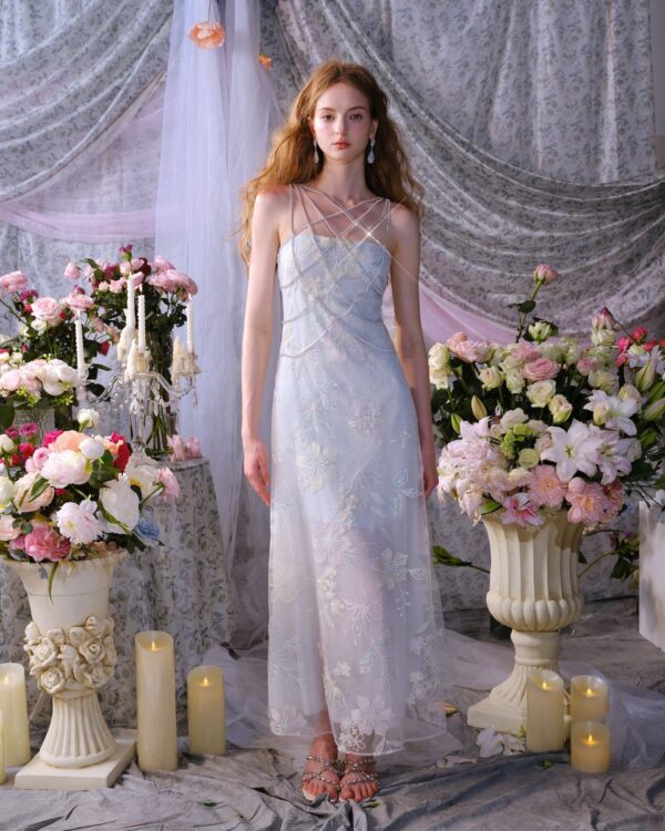3D Floral Beaded Crystal-Chain Dress