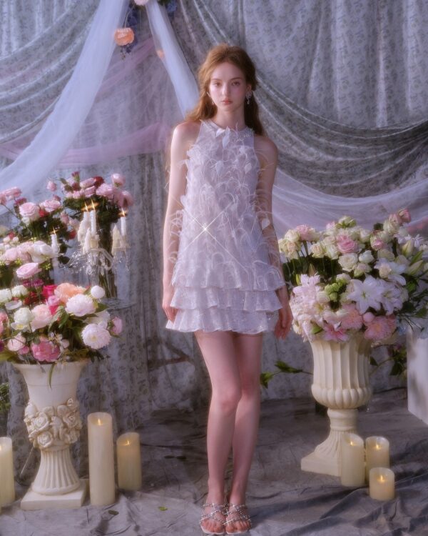 Sequin Feather Embellished Dress