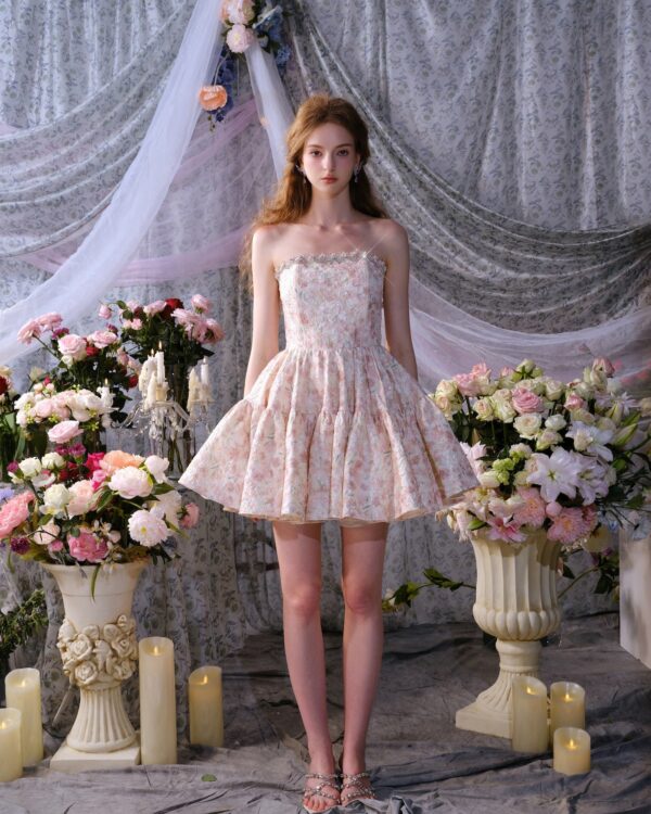 Jacquard Crystal-Chain Embellished Dress