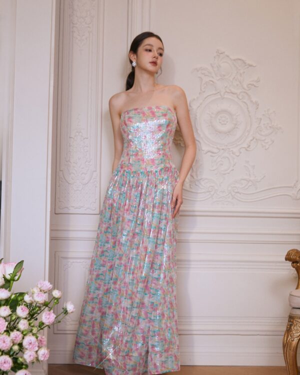 Classic Multicolor Beaded Sequin Dress