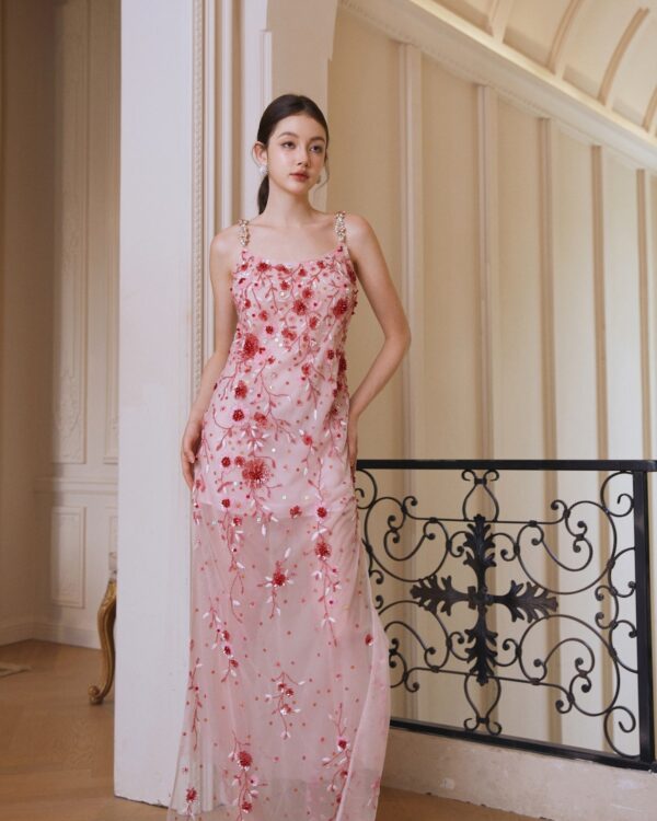 Dimensional Beaded Sequin Crystal-Chain Dress