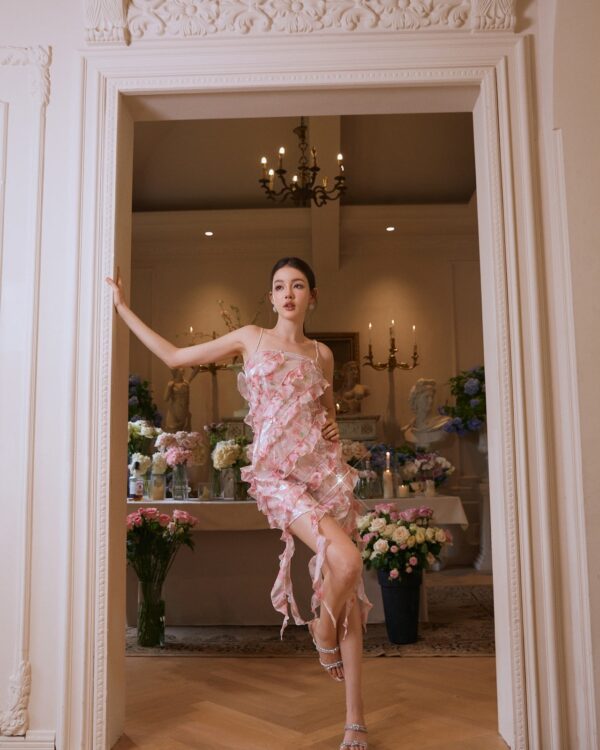 Luxury Printed Sequin Crystal-Chain Dress