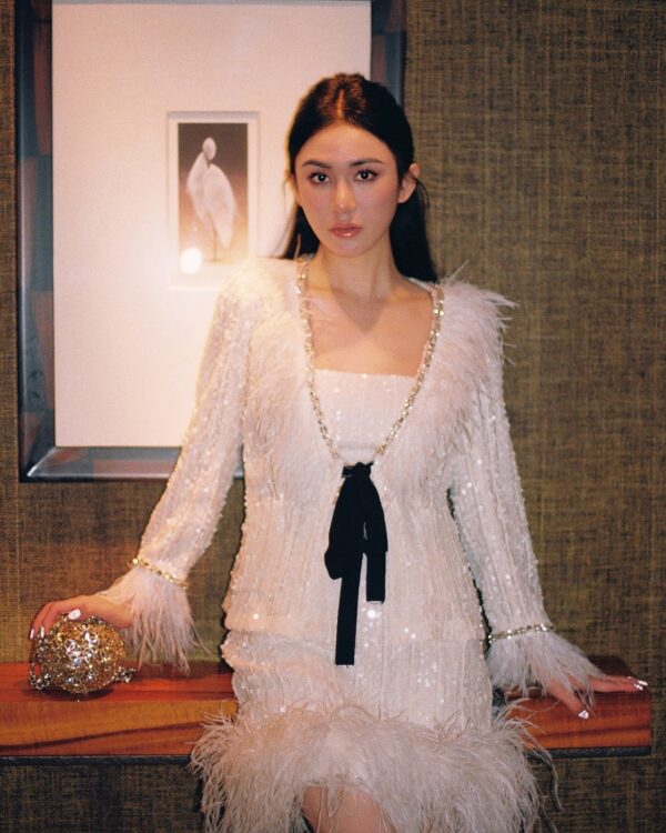 White Feather Embroidered Set