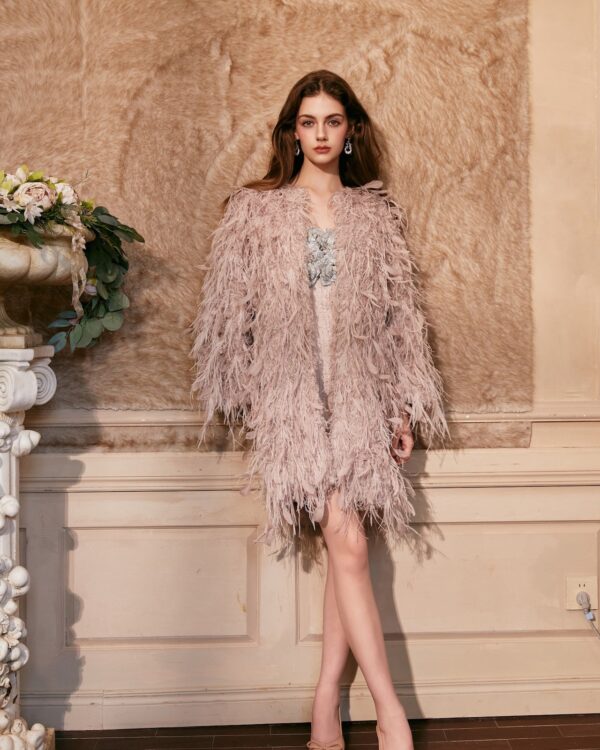 Ethereal Lightweight Fringe Feather Coat