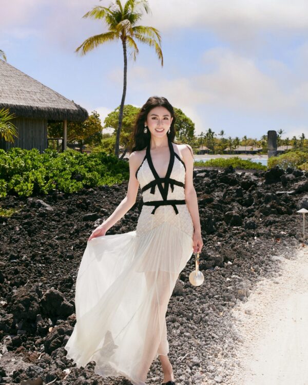 Hand-Beaded Silk Halter Dress