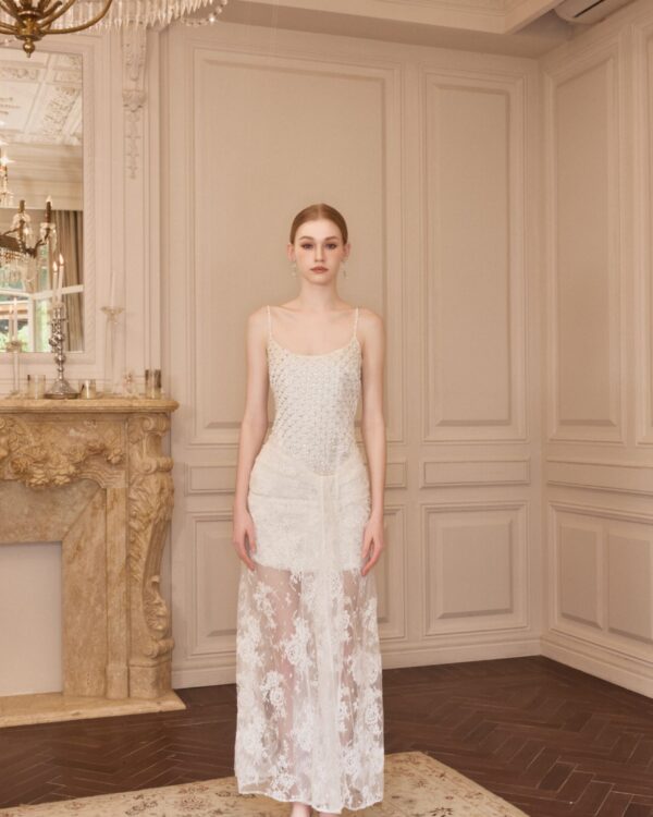 Sheer Lace Crystal Slip Dress