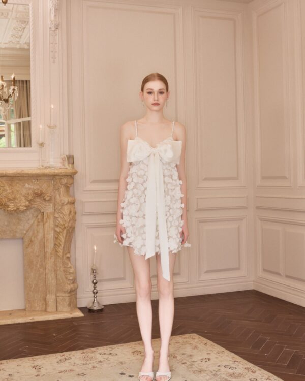 Floral Beaded 3D Bow Dress