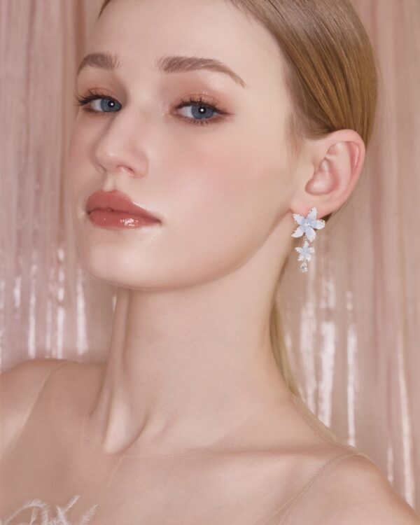 Blue Petal Crystal Earrings