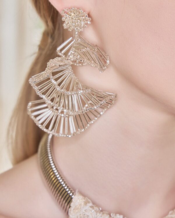 Spiral Tube Bead Statement Earrings
