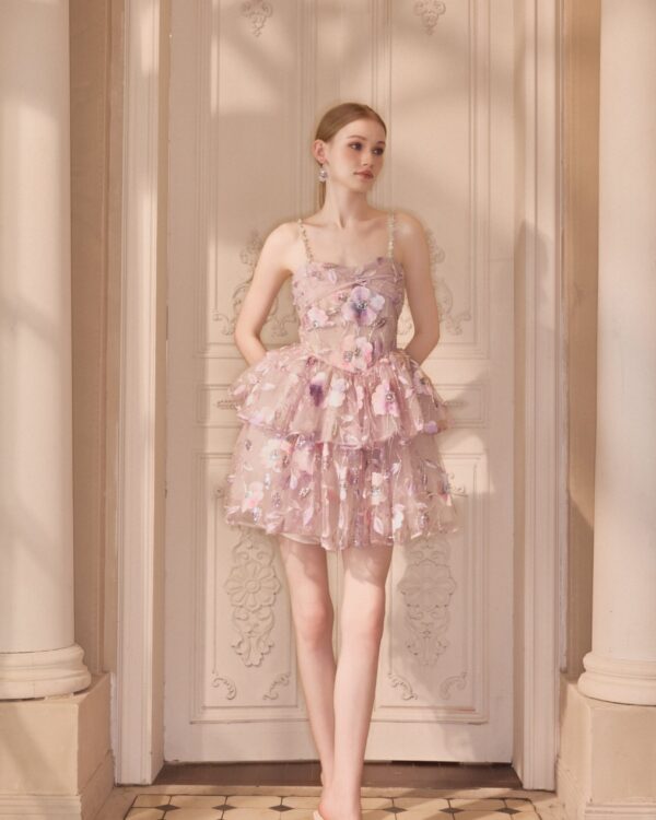 Luxury Pearl-Embroidered Floral Couture Skirt