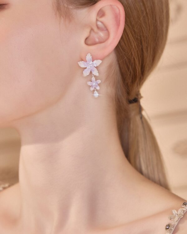 Purple Petal Crystal Earrings