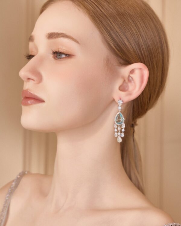 Zircon Teardrop Tassel Earrings